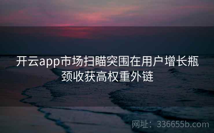 开云app市场扫瞄突围在用户增长瓶颈收获高权重外链