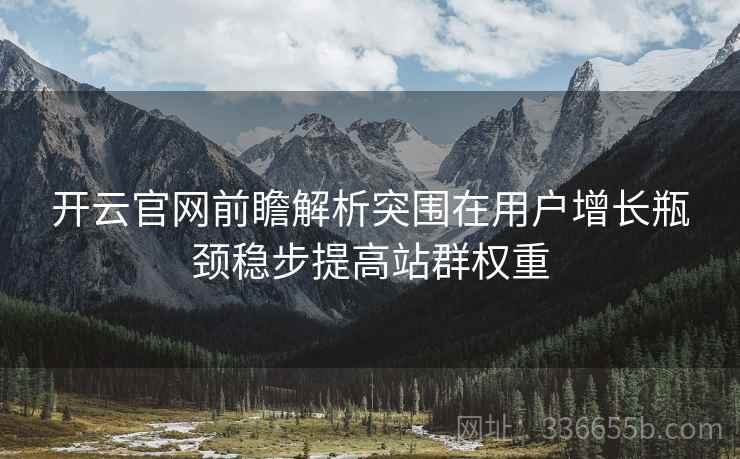 开云官网前瞻解析突围在用户增长瓶颈稳步提高站群权重